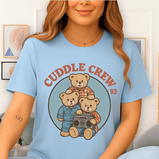 Cool Teds Teddy-Bear Cuddle Crew T-Shirt Light Blue / S