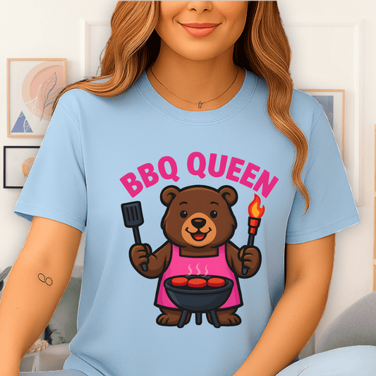 Cool Teds Teddy-Bear BBQ Queen T-Shirt Light Blue / S