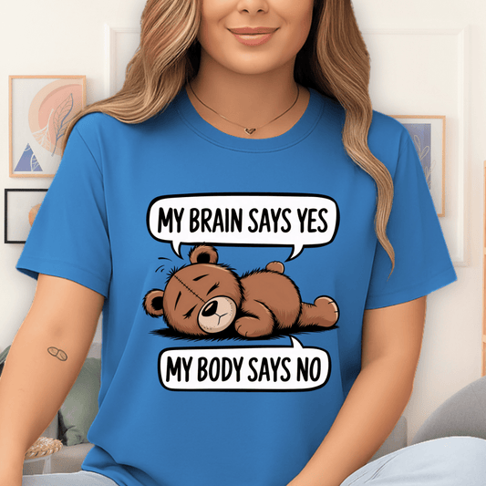 Cool Teds Teddy-Bear My Brain says Yes T-Shirt Sapphire / S