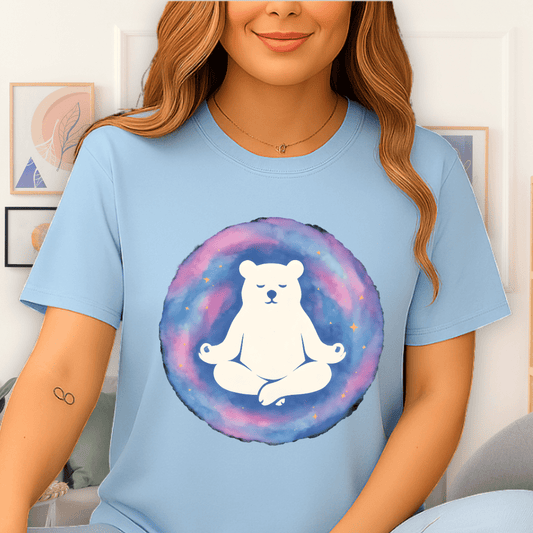 Cool Teds Teddy-Bear Om Yoga T-Shirt Light Blue / S