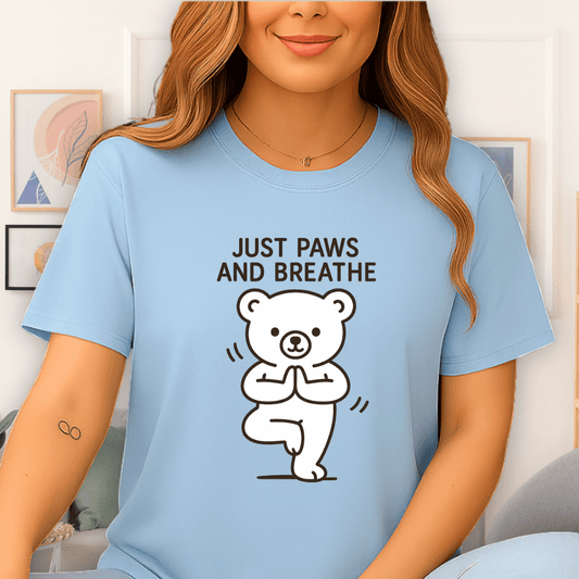 Cool Teds Teddy-Bear Yoga Chill T-Shirt Light Blue / S