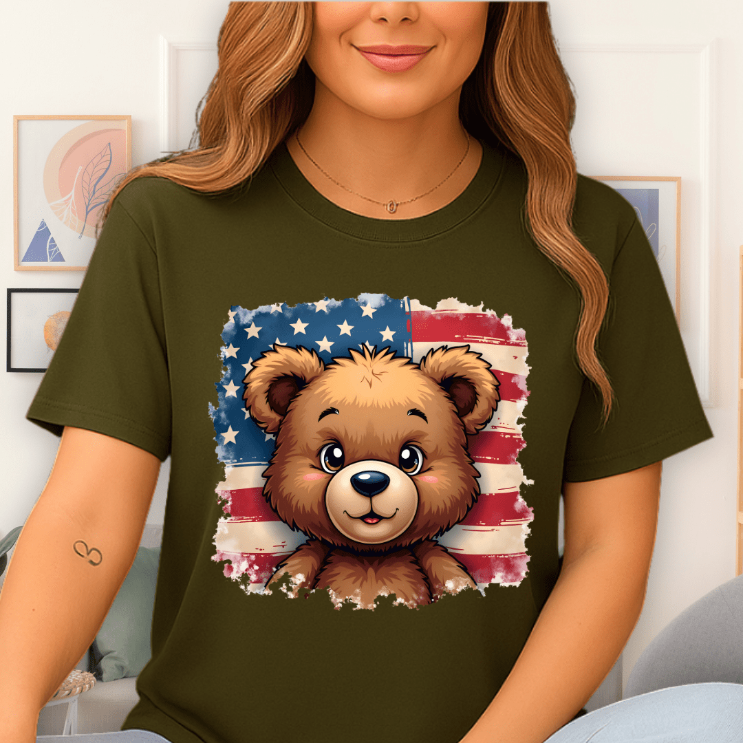 Cool Teds Teddy-Bear The Patriot T-Shirt Military Green / S