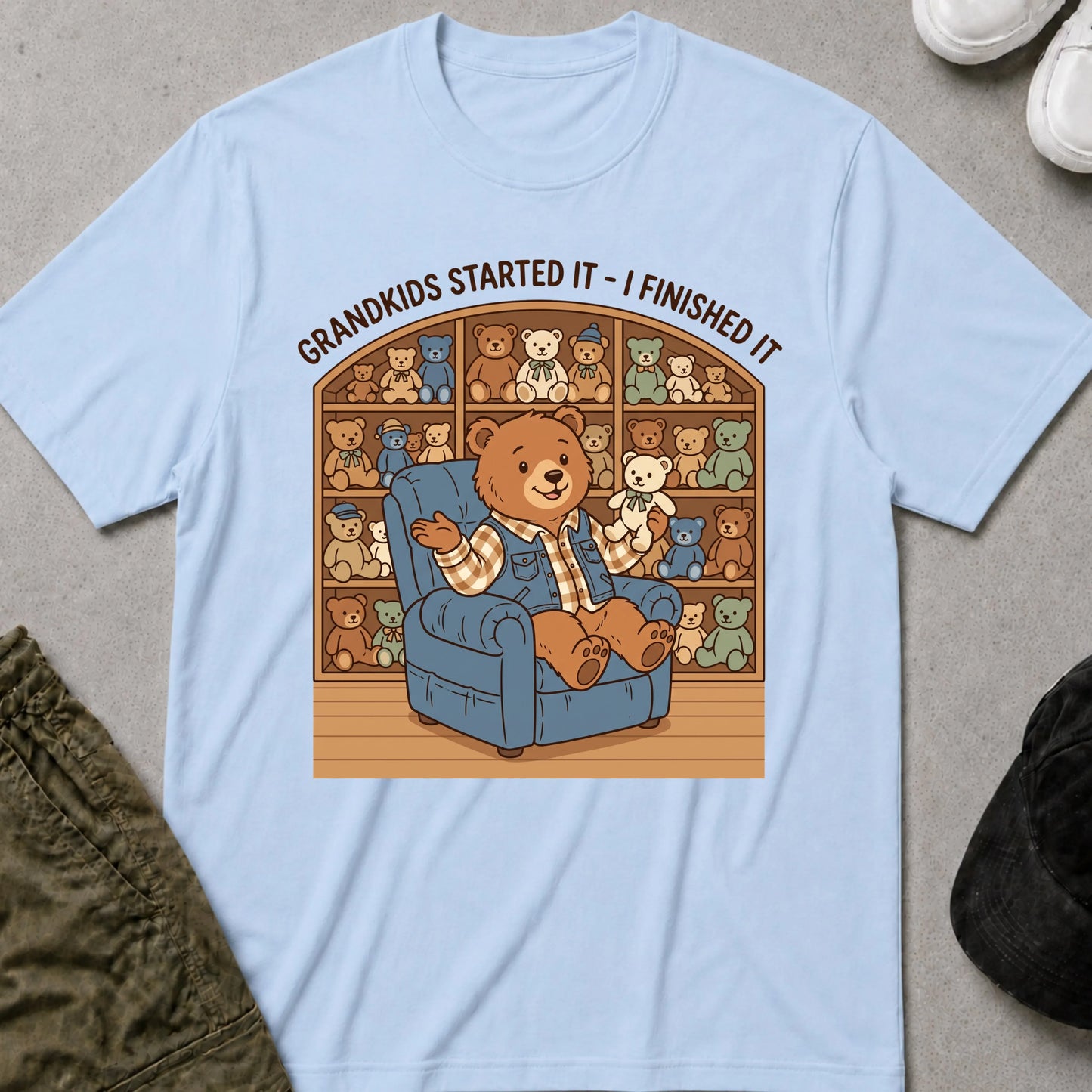 Cool Teds Teddy-Bear Grandpa Bear T-Shirt Light Blue / S