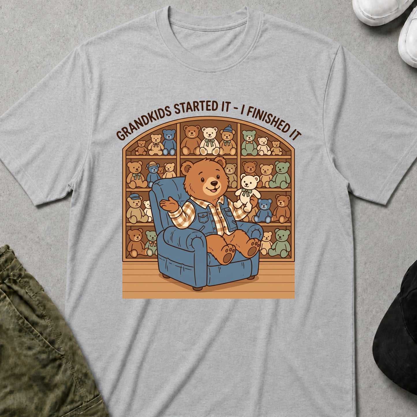 Cool Teds Teddy-Bear Grandpa Bear T-Shirt Sport Grey / S