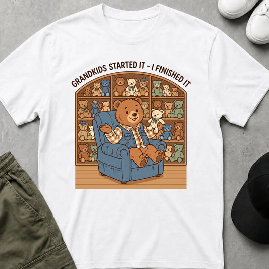 Cool Teds Teddy-Bear Grandpa Bear T-Shirt White / S