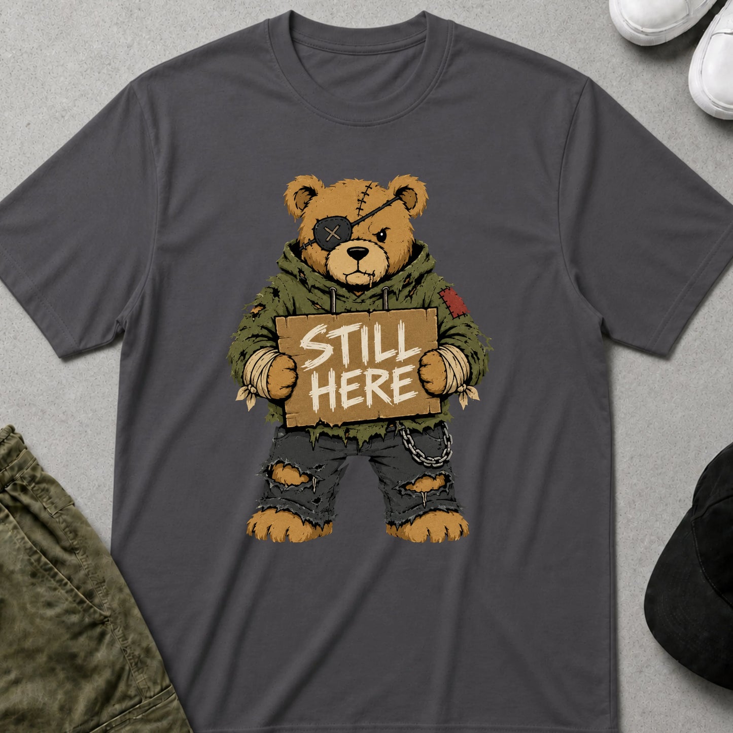 Cool Teds Teddy-Bear Going Nowhere T-Shirt Charcoal / S