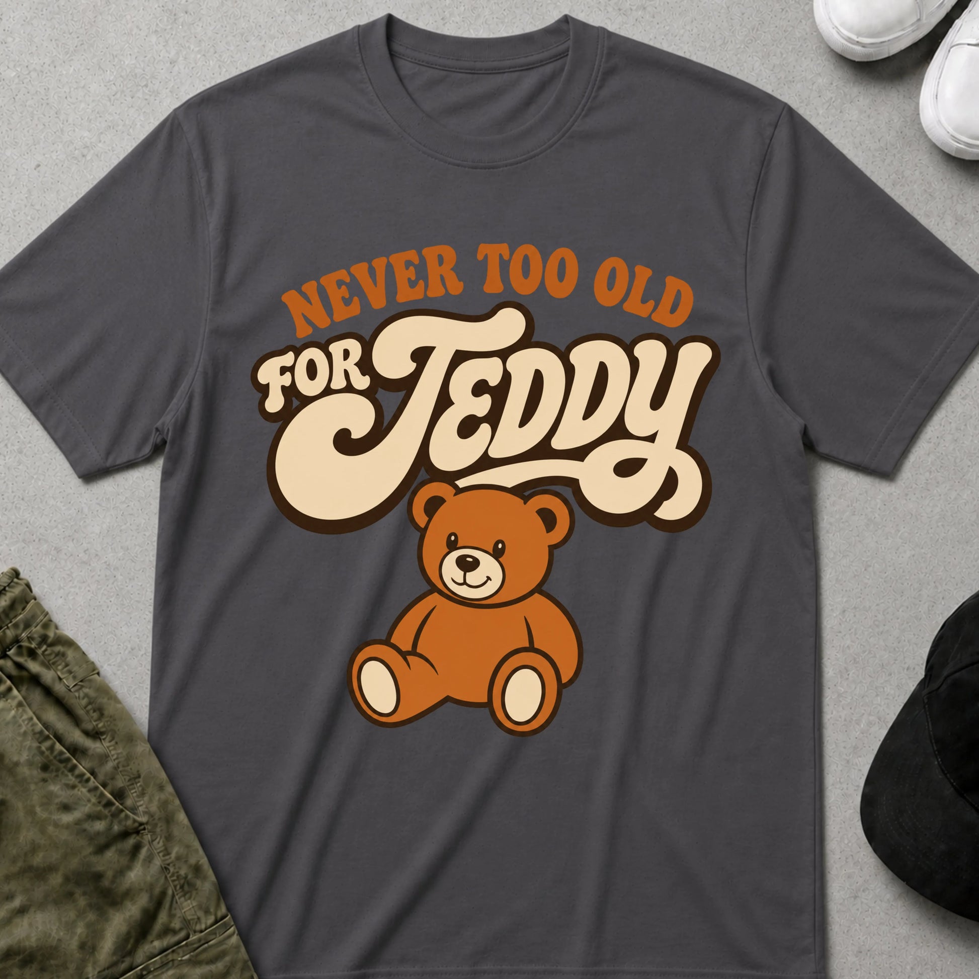 Cool Teds Teddy-Bear Young at Heart T-Shirt Charcoal / S
