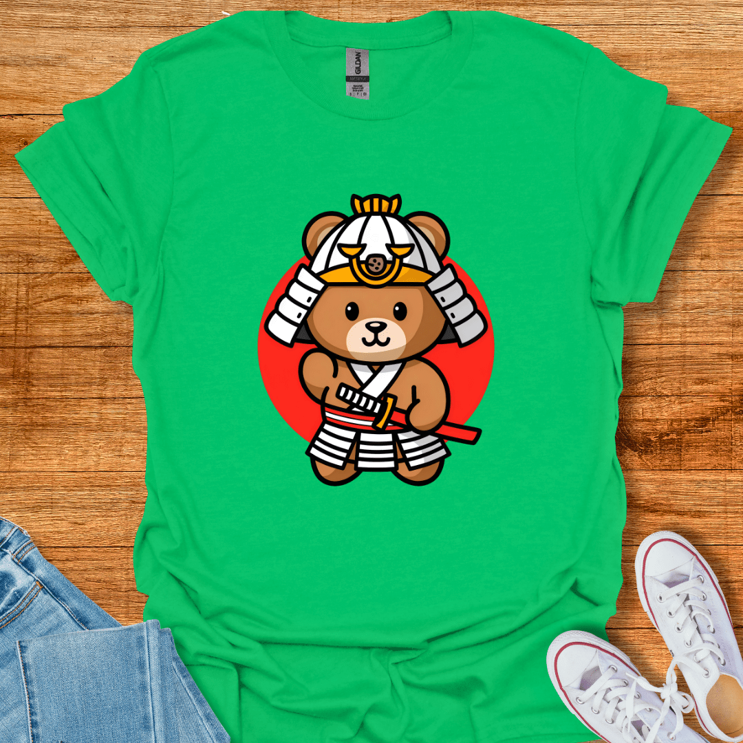 Cool Teds Teddy-Bear Happy Samurai T-Shirt Irish Green / S