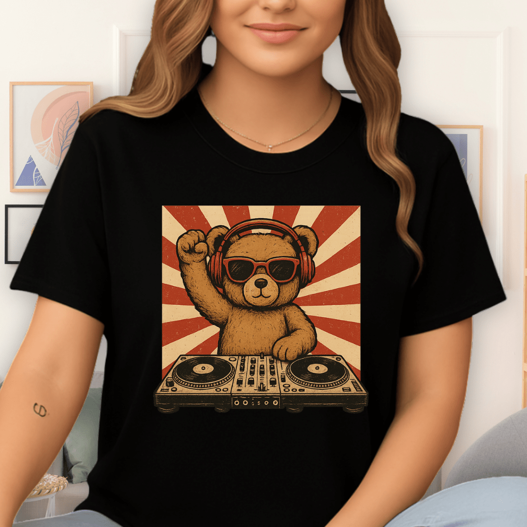 DJ Bear T-Shirt Black