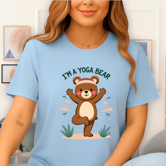 Yoga Bear T-Shirt Light Blue