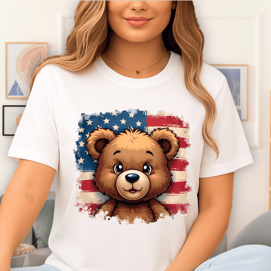 Cool Teds Teddy-Bear The Patriot T-Shirt White / S