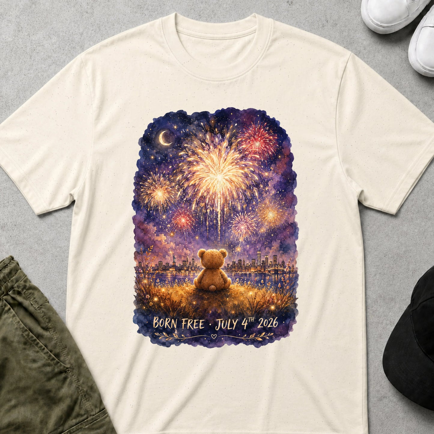 Cool Teds Teddy-Bear 4th of July T-Shirt Natural / S