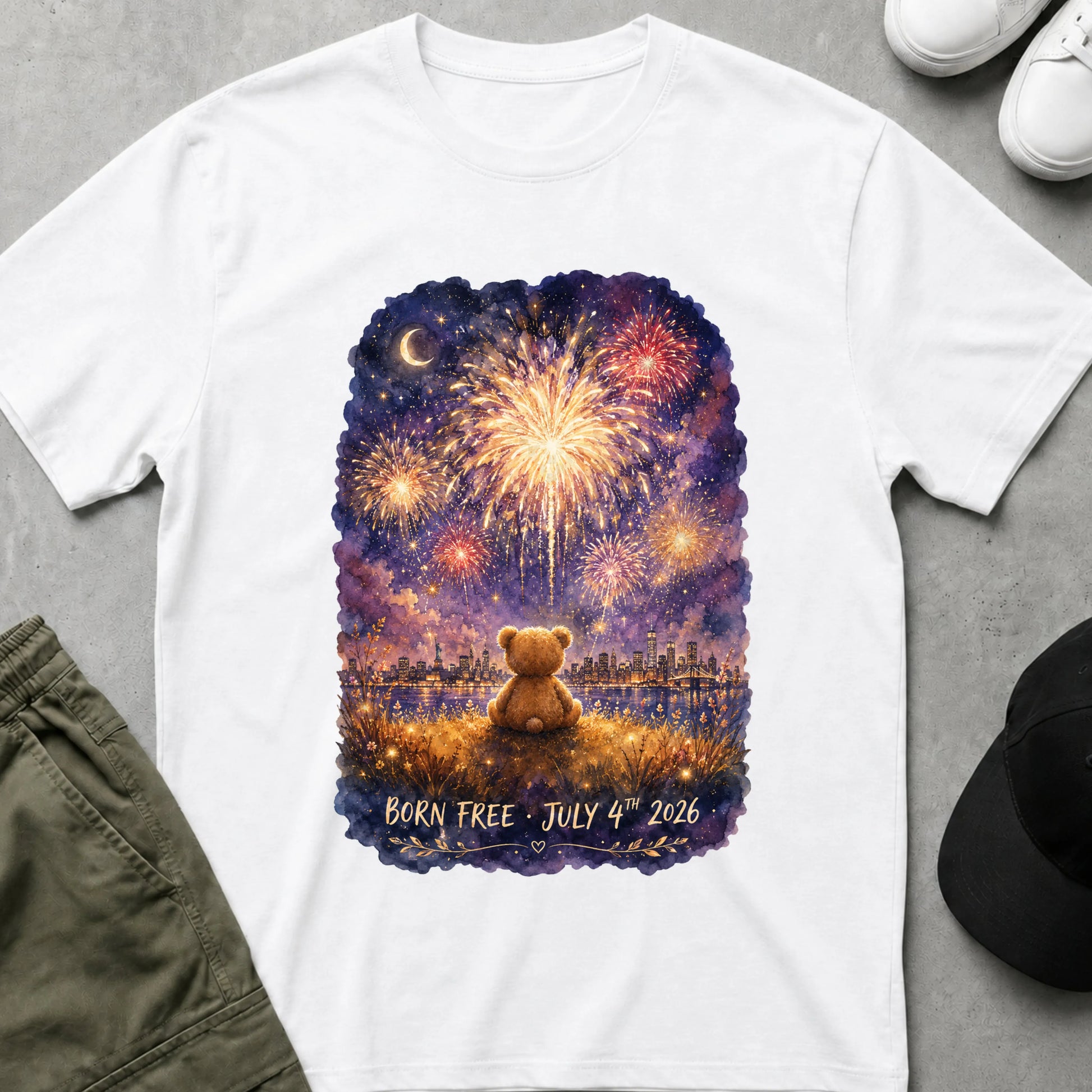 Cool Teds Teddy-Bear 4th of July T-Shirt White / S