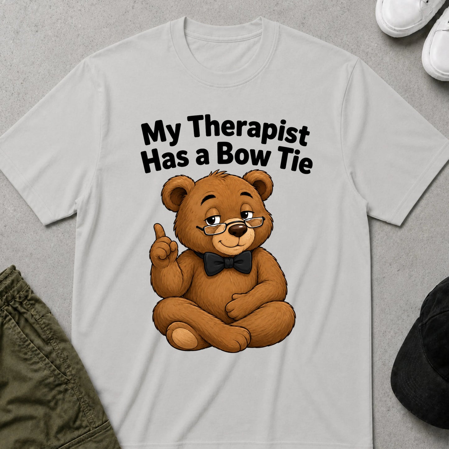 Bow Tie Bear T-Shirt Ice Grey