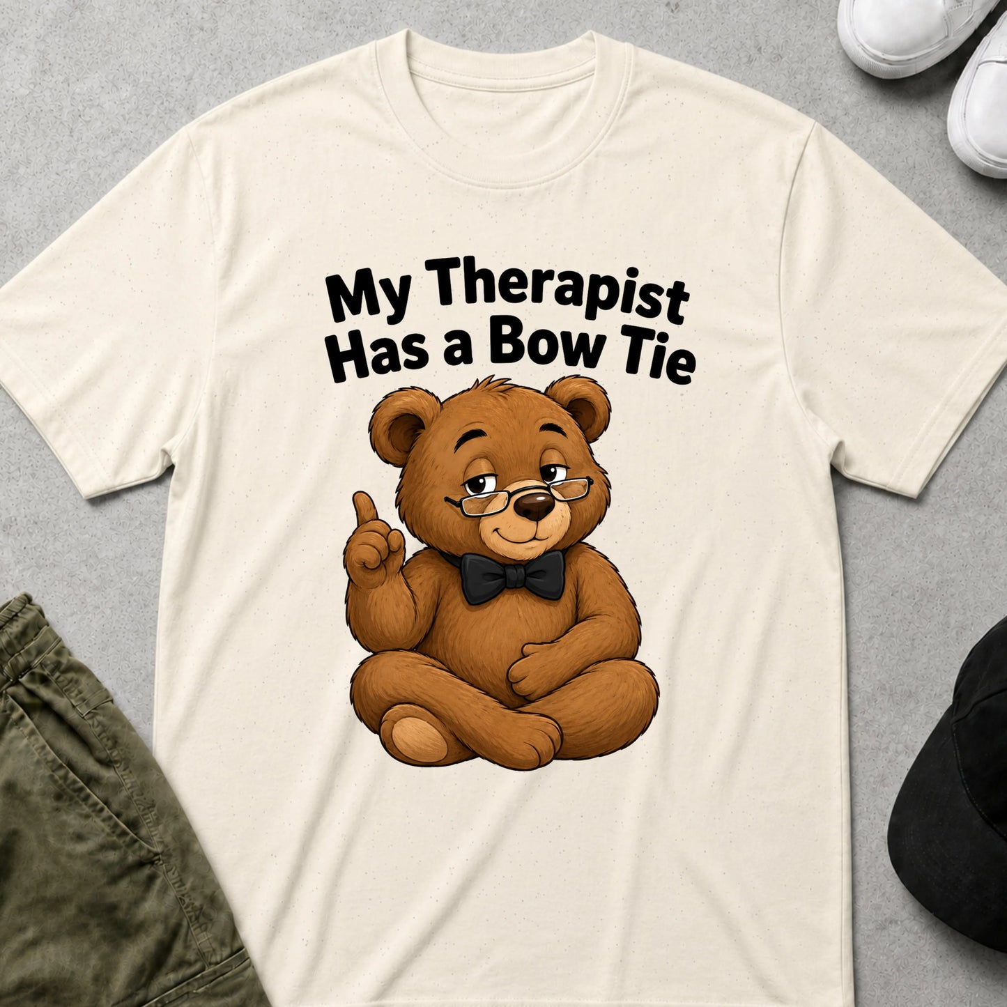 Bow Tie Bear T-Shirt Natural