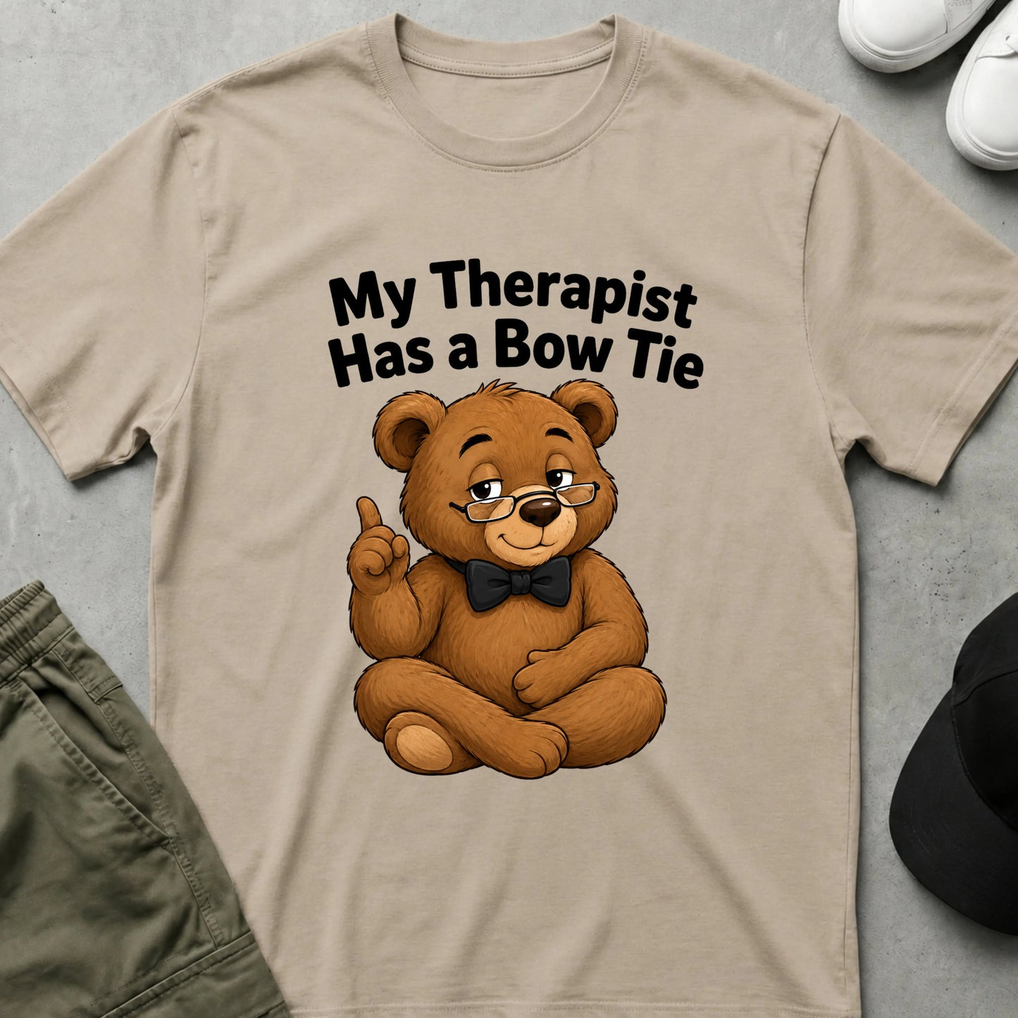 Bow Tie Bear T-Shirt Sand