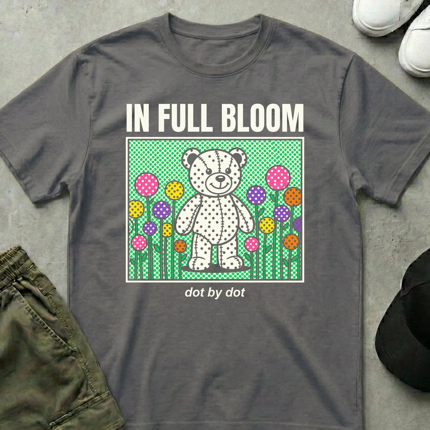 Cool Teds Teddy-Bear In Full Bloom T-Shirt Charcoal / S