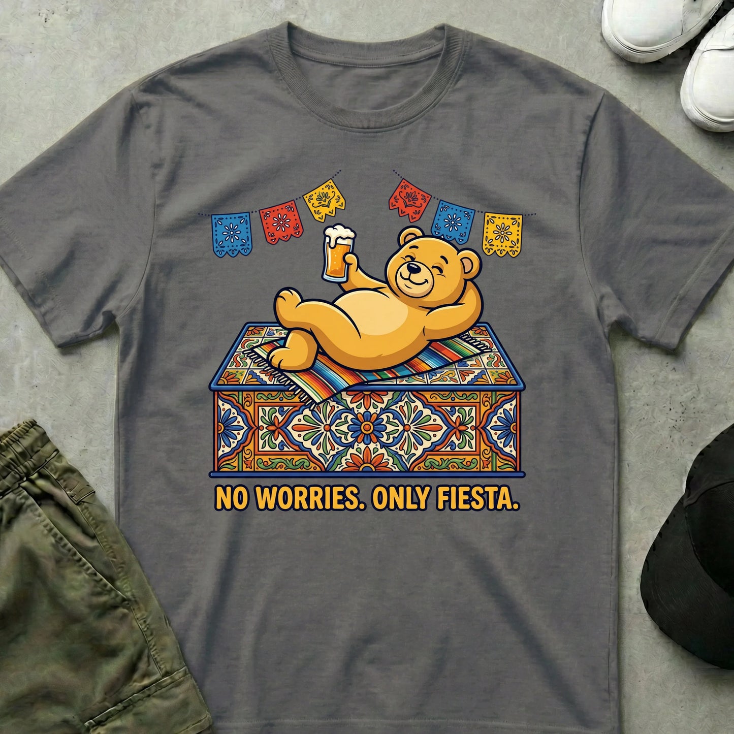 Fiesta Bear T-Shirt Charcoal