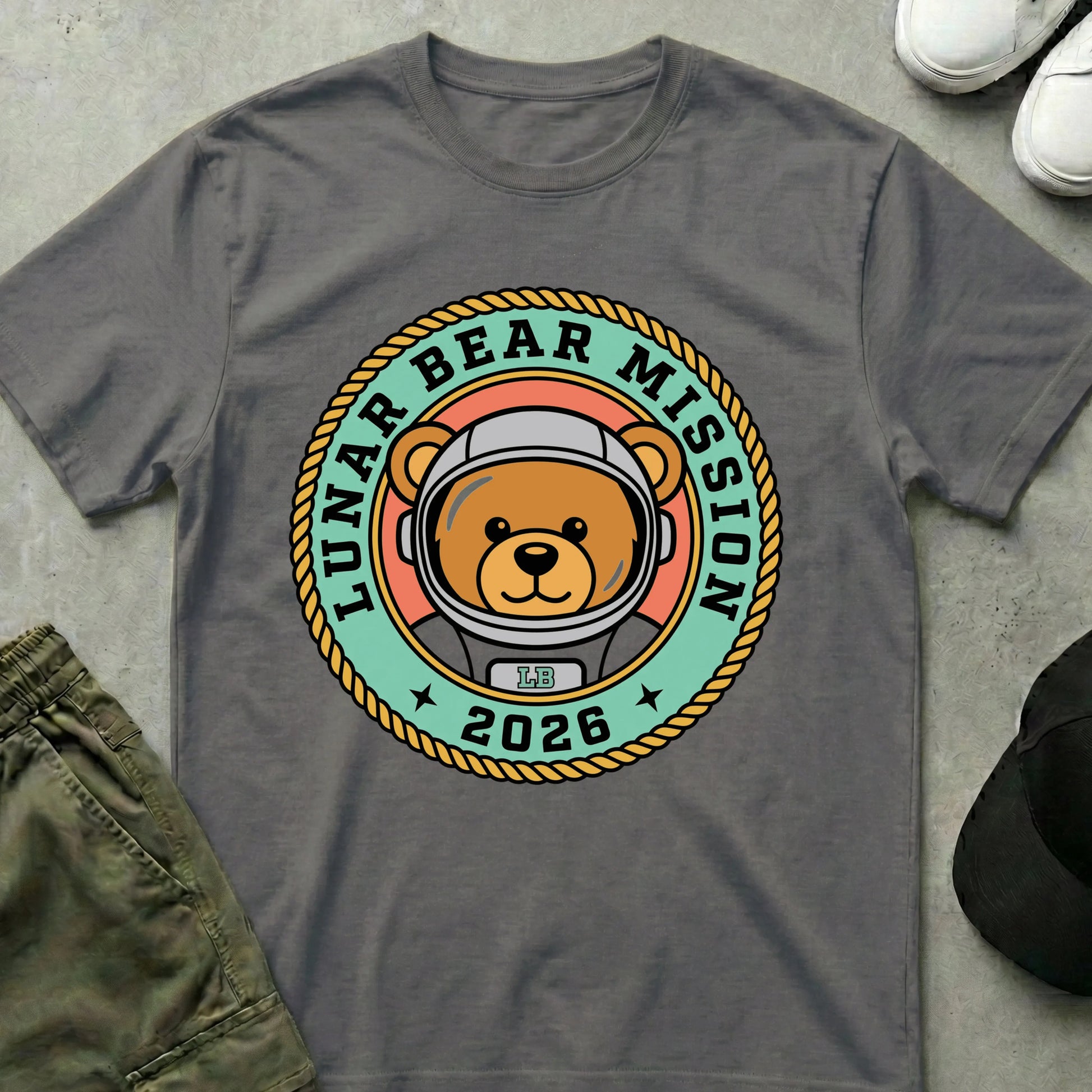 Cool Teds Teddy-Bear Lunar Cadet T-Shirt Charcoal / S