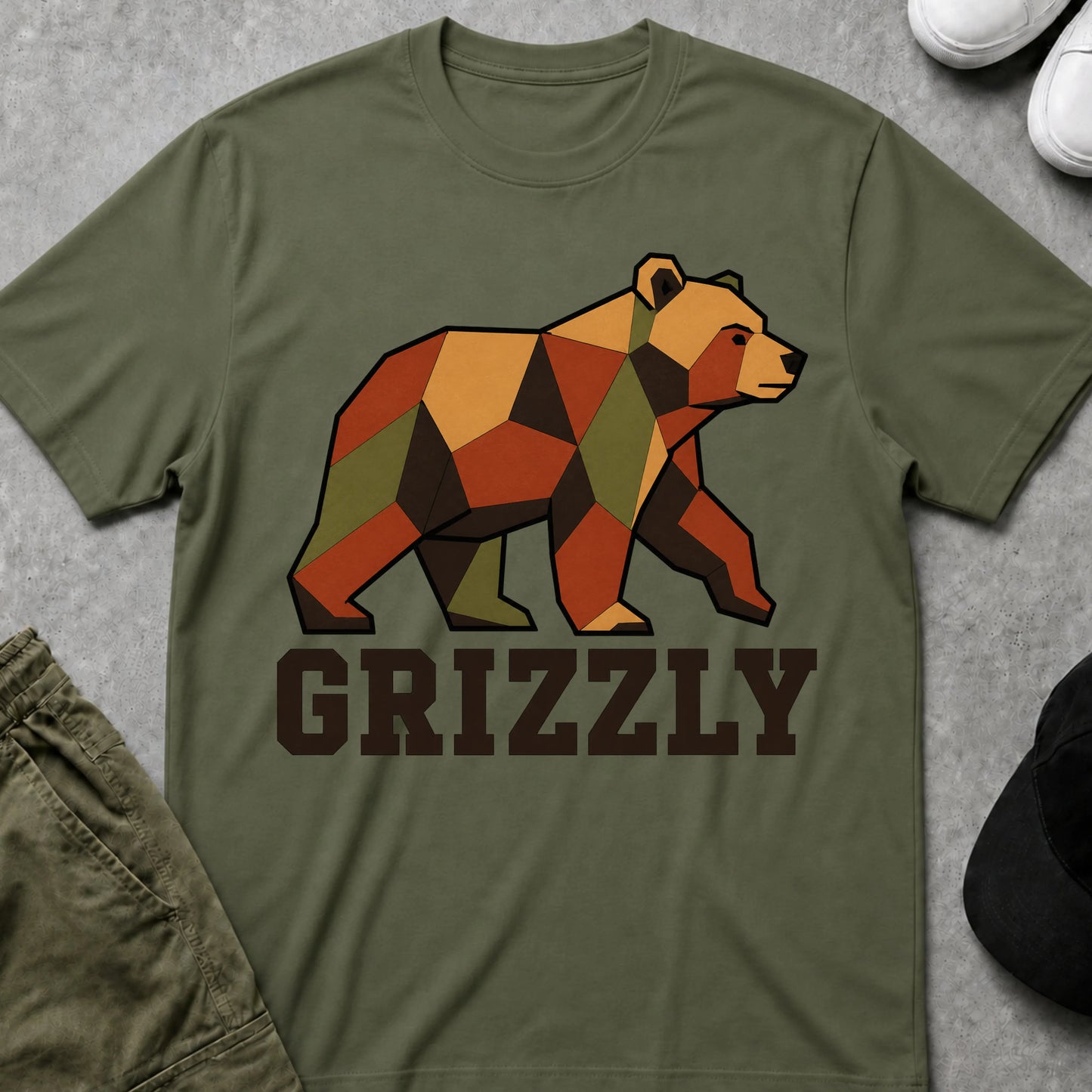 Cool Teds Teddy-Bear Grizzly T-Shirt Military Green / S
