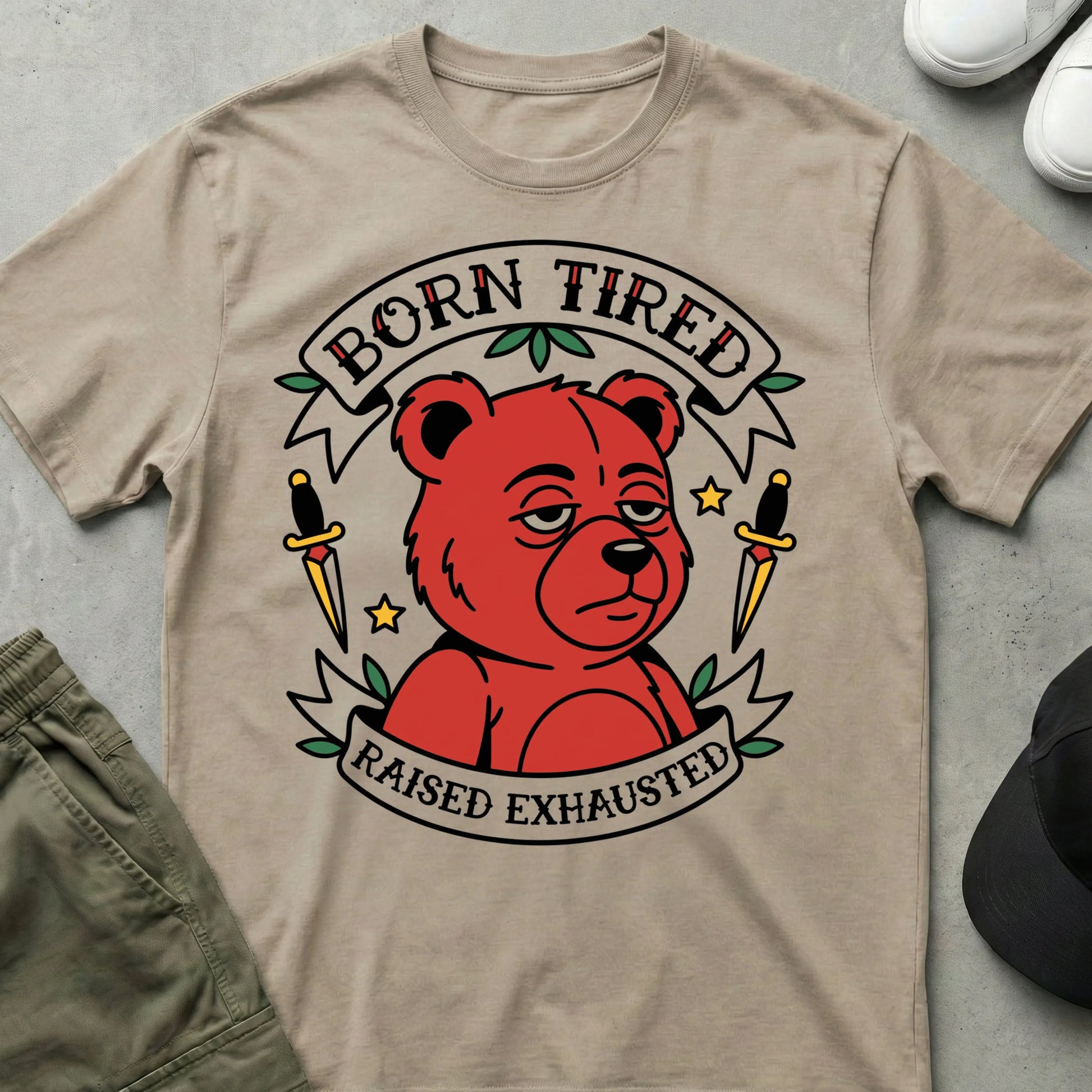 Born Tired T-shirt Sand