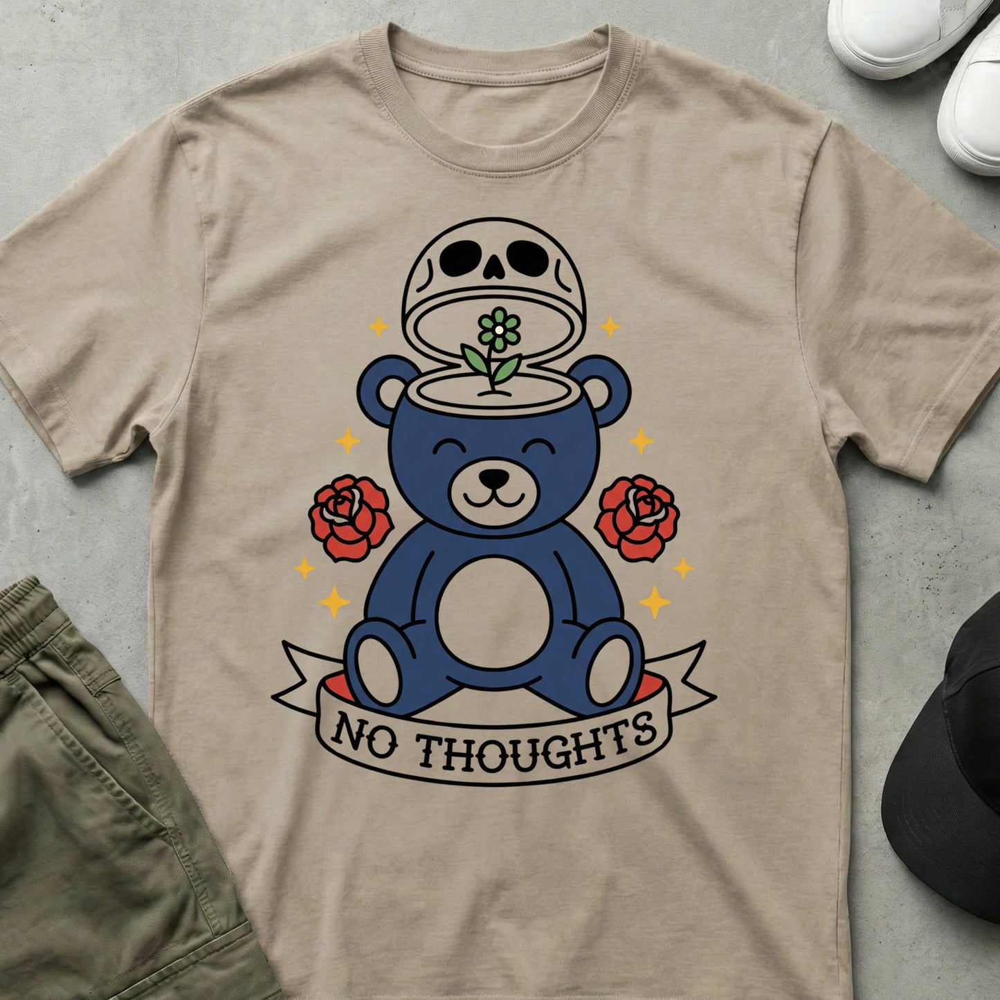 No Thoughts T-shirt Sand