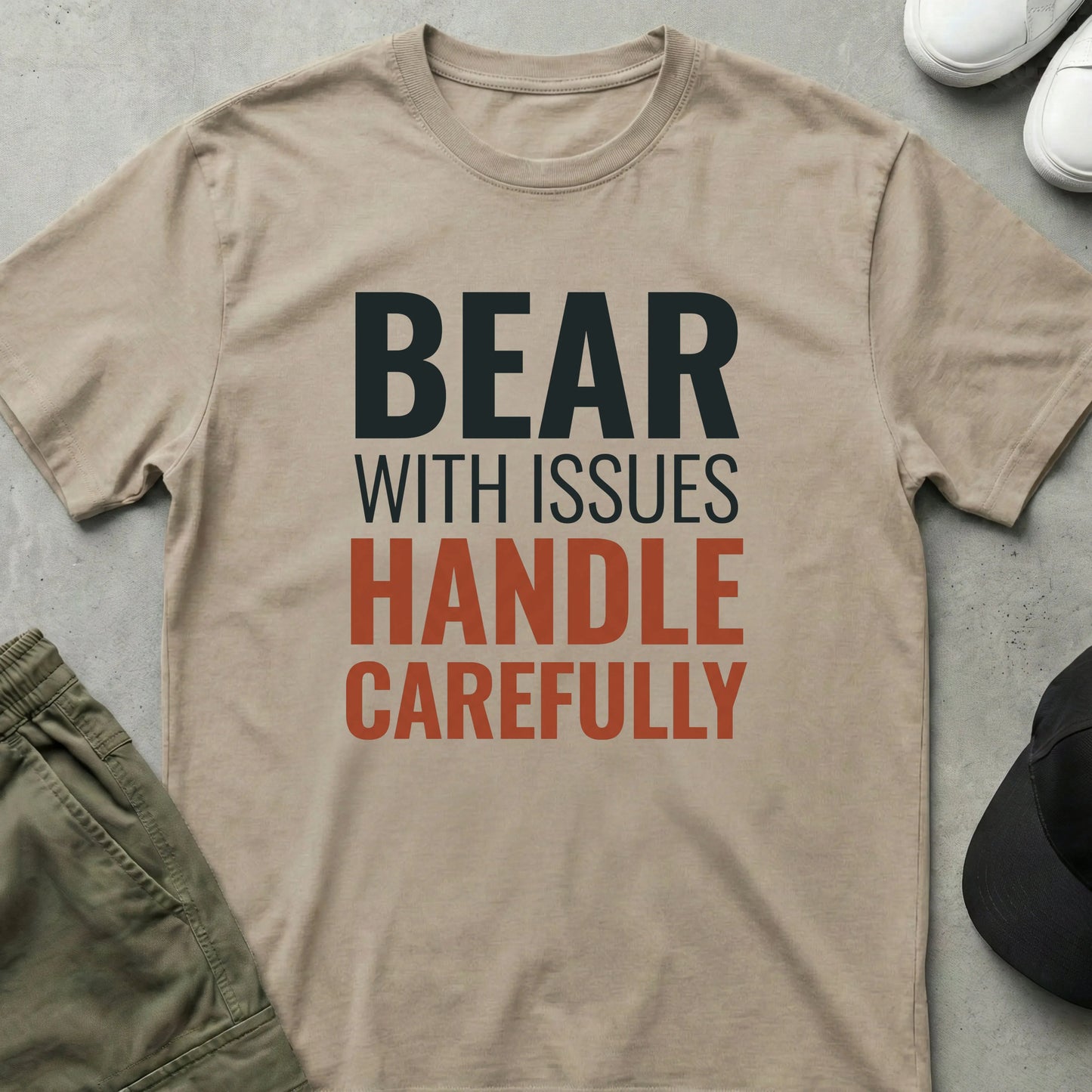 Cool Teds Teddy-Bear Handle with Care T-Shirt Sand / S
