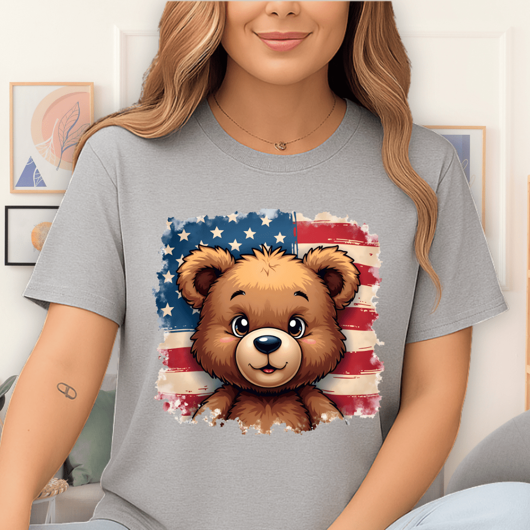 Cool Teds Teddy-Bear The Patriot T-Shirt Sport Grey / S