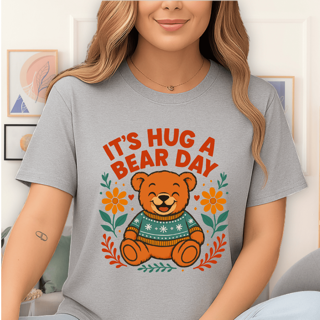 Cool Teds Teddy-Bear Hug a Bear T-Shirt Sport Grey / S