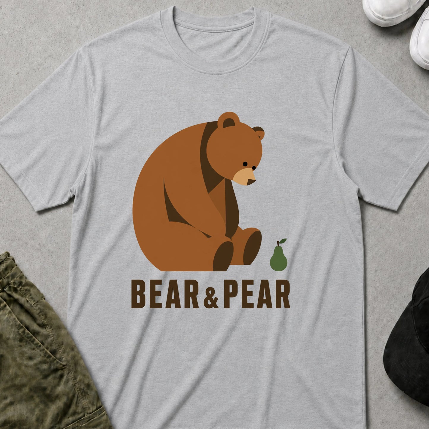 Cool Teds Teddy-Bear Bear & Pear T-Shirt Sport Grey / S