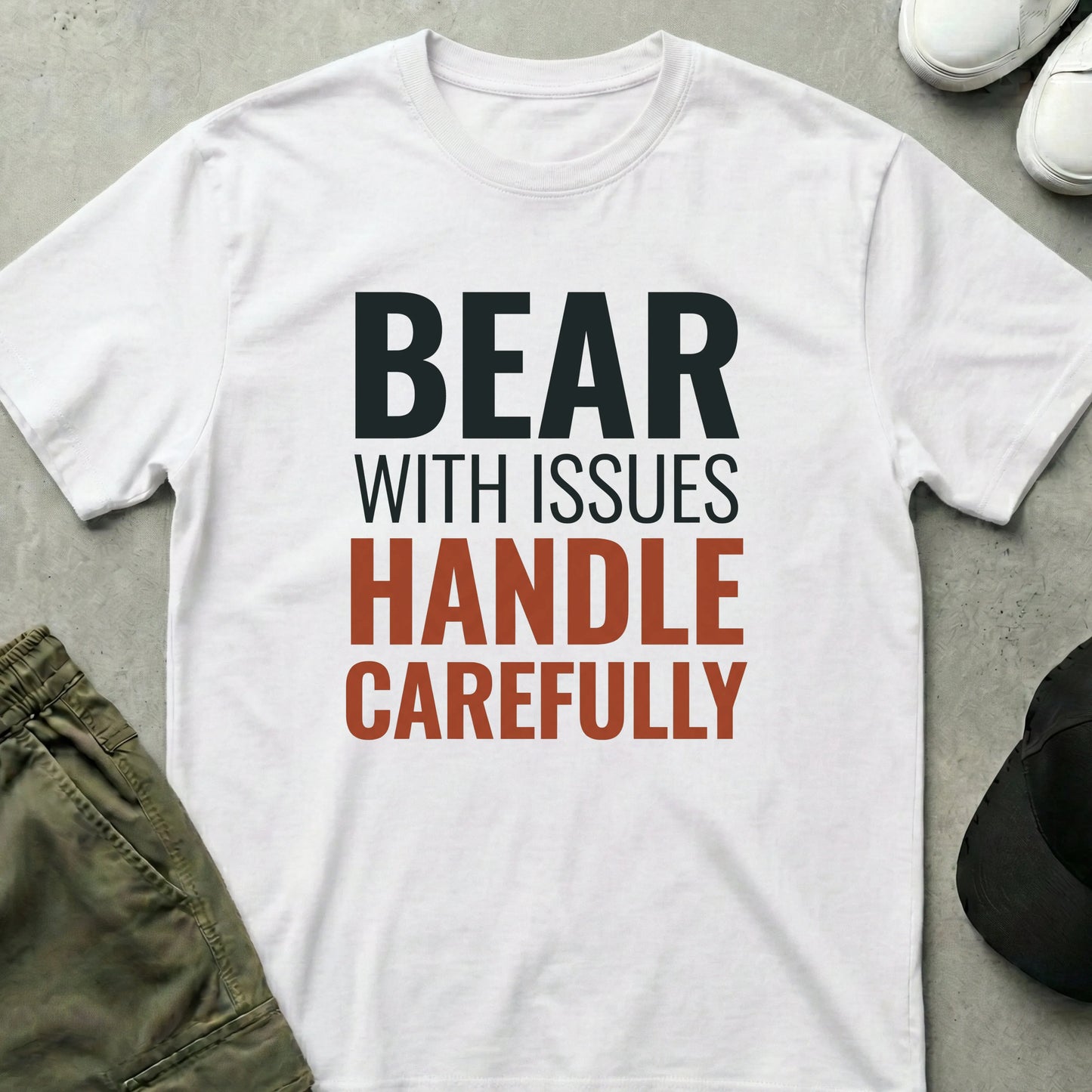 Cool Teds Teddy-Bear Handle with Care T-Shirt White / S