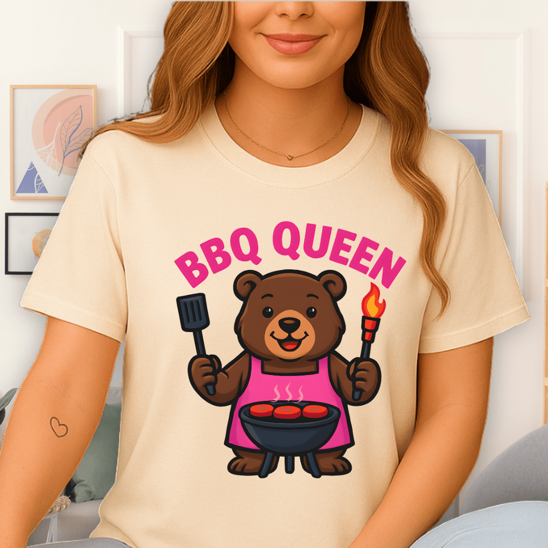 Cool Teds Teddy-Bear BBQ Queen T-Shirt Natural / S