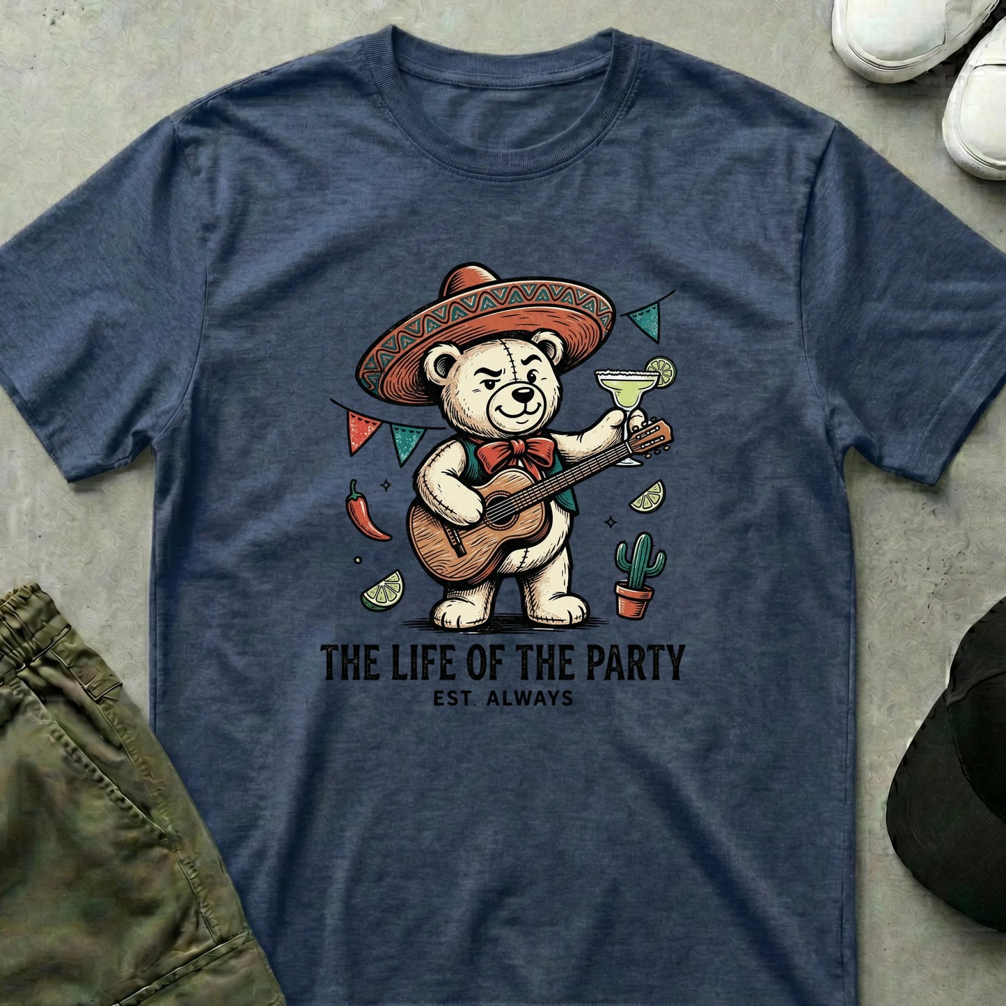 Mariachi Bear T-Shirt Heather Navy