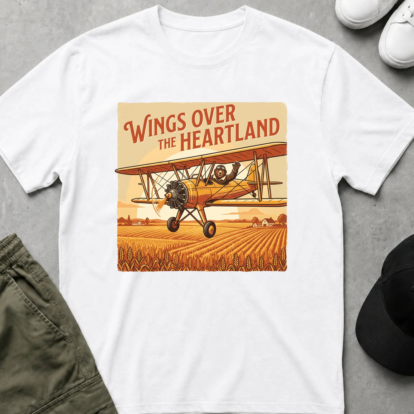 Cool Teds Teddy-Bear Pioneer Pilot T-Shirt White / S