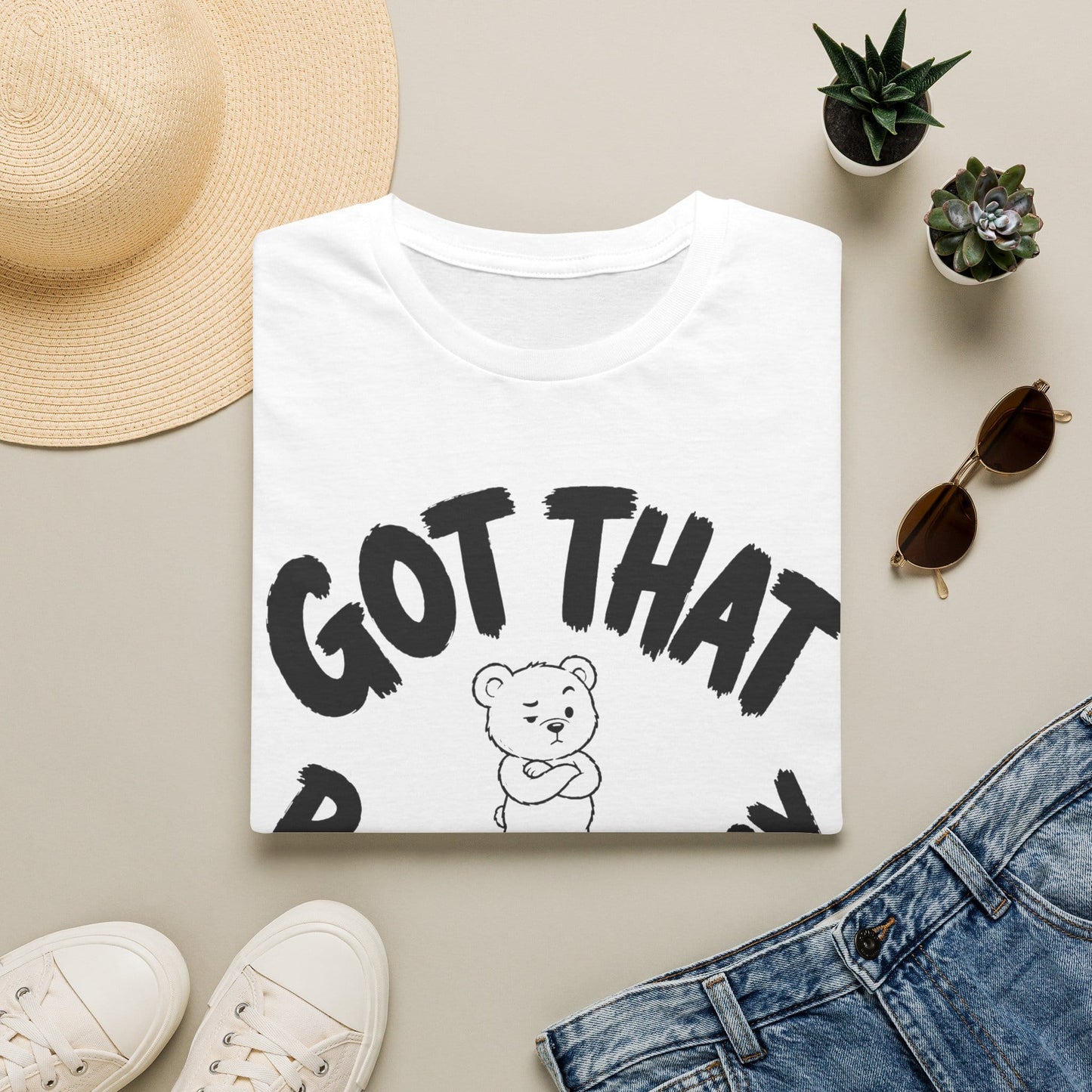 Printify Teddy-Bear I've Got Energy T-Shirt White / S