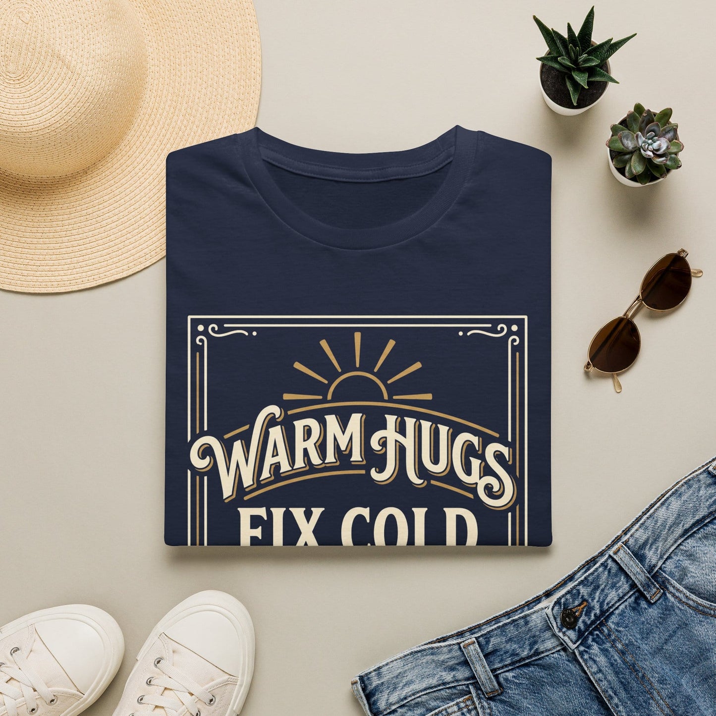 Printify Teddy-Bear Warm Hugs T-Shirt Navy / S