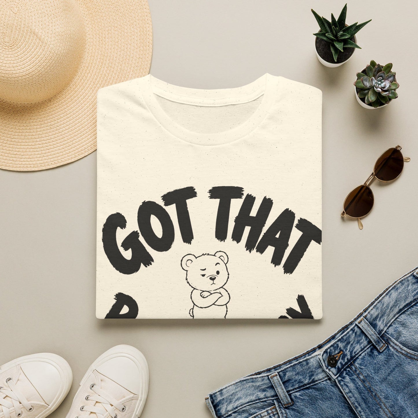 Printify Teddy-Bear I've Got Energy T-Shirt Natural / S