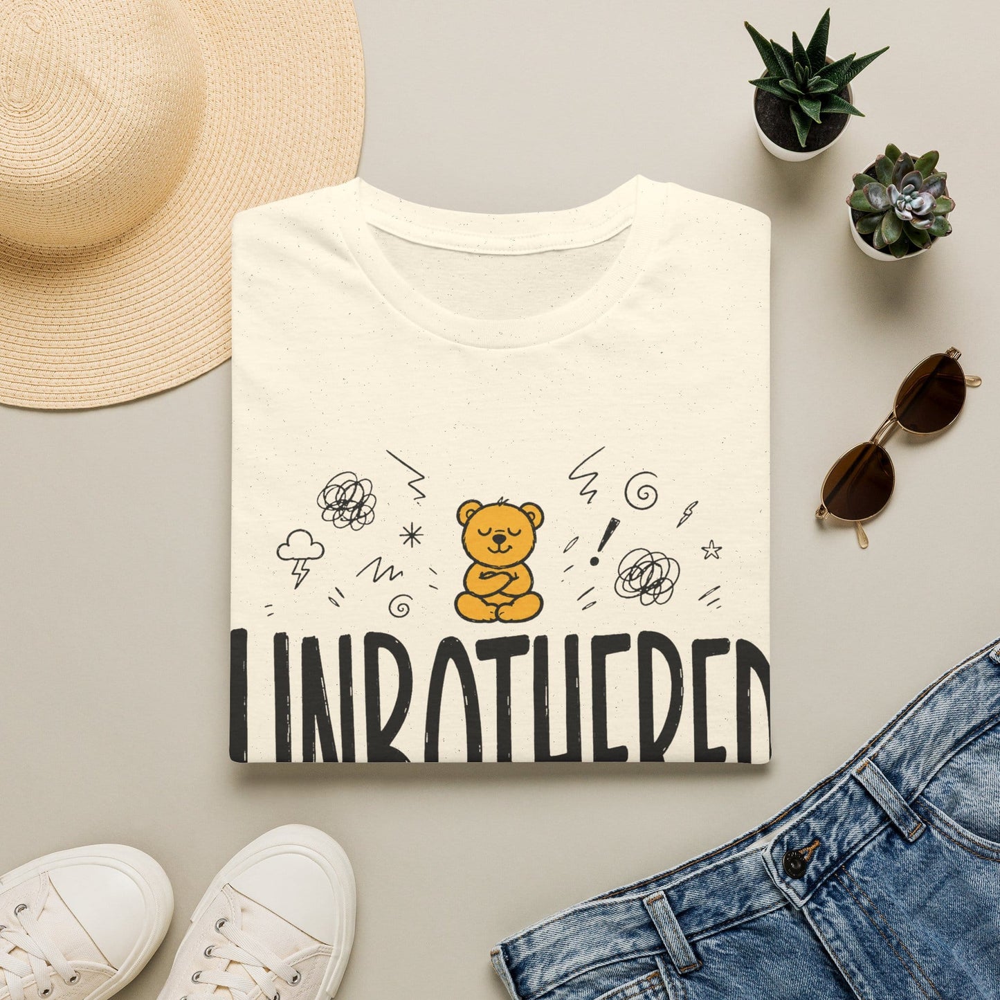 Printify Teddy-Bear Unbothered T-Shirt Natural / S