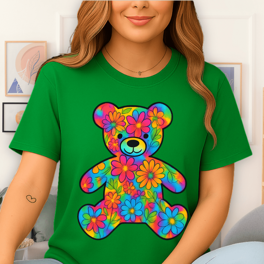 Cool Teds Teddy-Bear Flowery Friend T-Shirt Irish Green / S