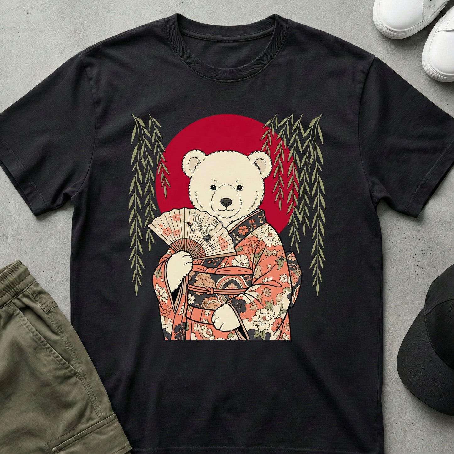 Cool Teds Teddy-Bear Sakura Kimono T-Shirt Black / S