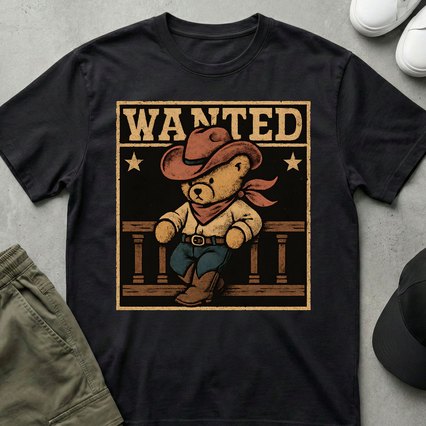 Wanted Bear T-Shirt Black