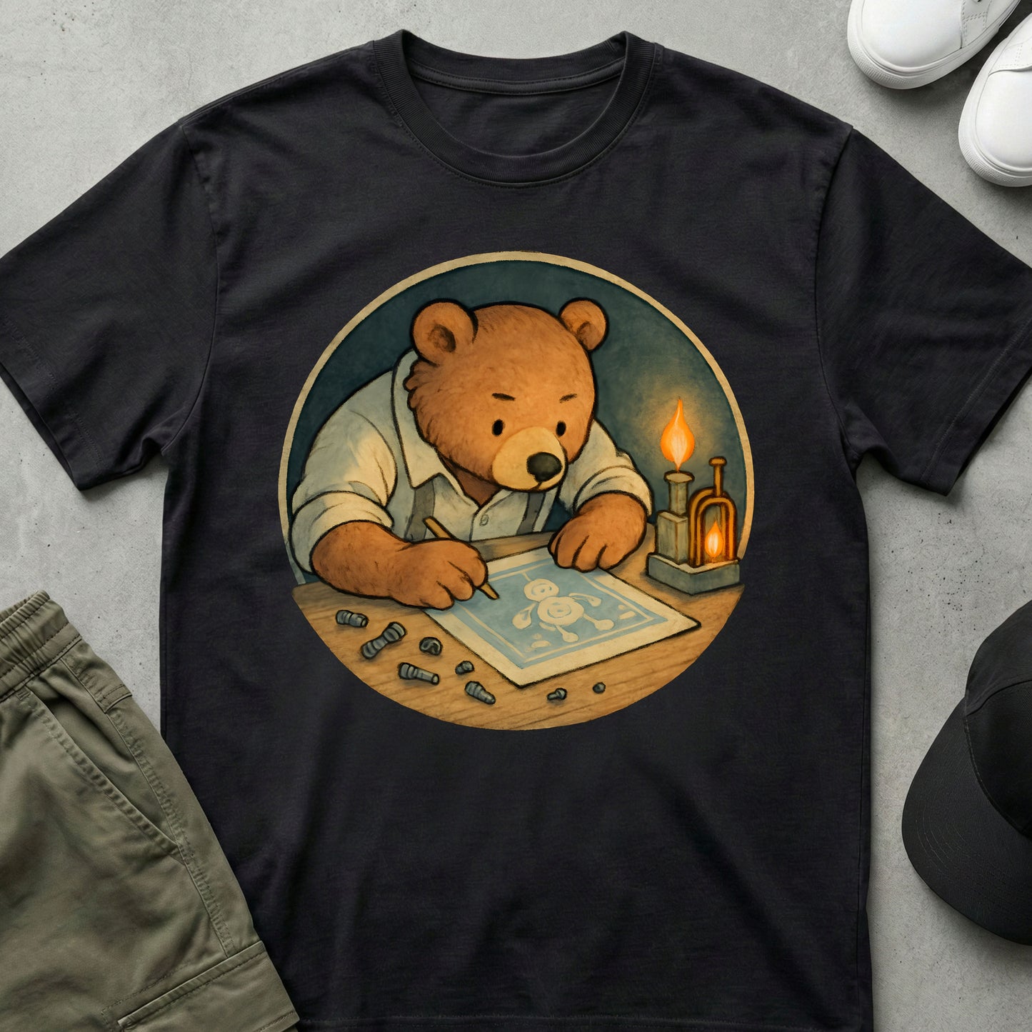 Printify Teddy-Bear Teddy the Inventor T-Shirt Black / S
