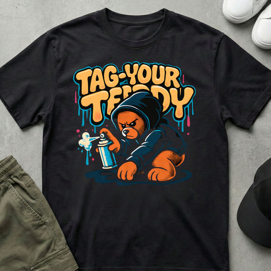 Cool Teds Teddy-Bear Graffiti Teddy T-Shirt Black / S