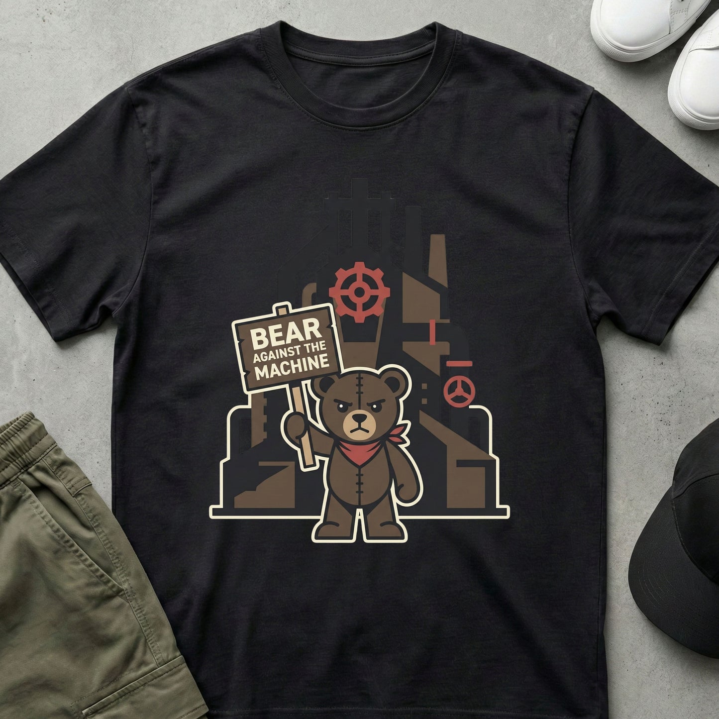 Cool Teds Teddy-Bear Bear Against The Machine T-Shirt Black / S