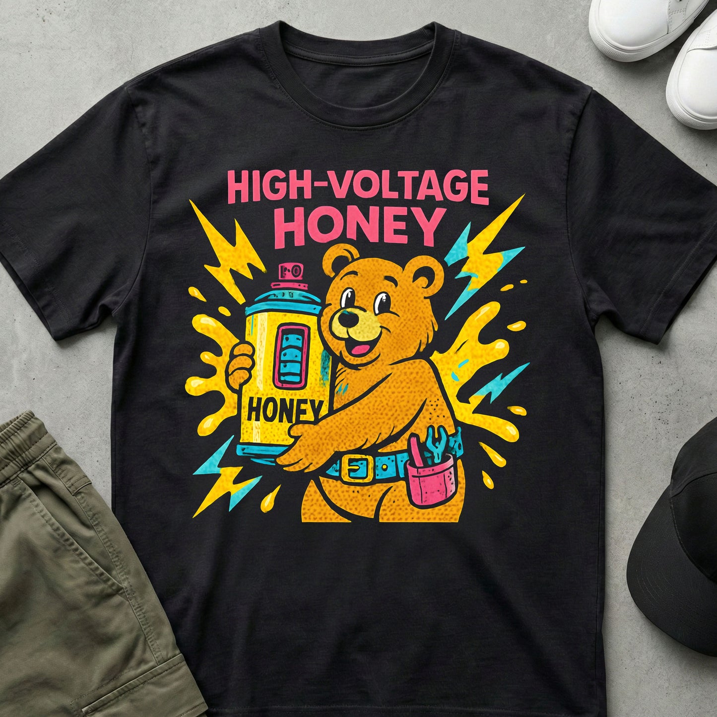 Cool Teds Teddy-Bear Honey Bear T-Shirt Black / S