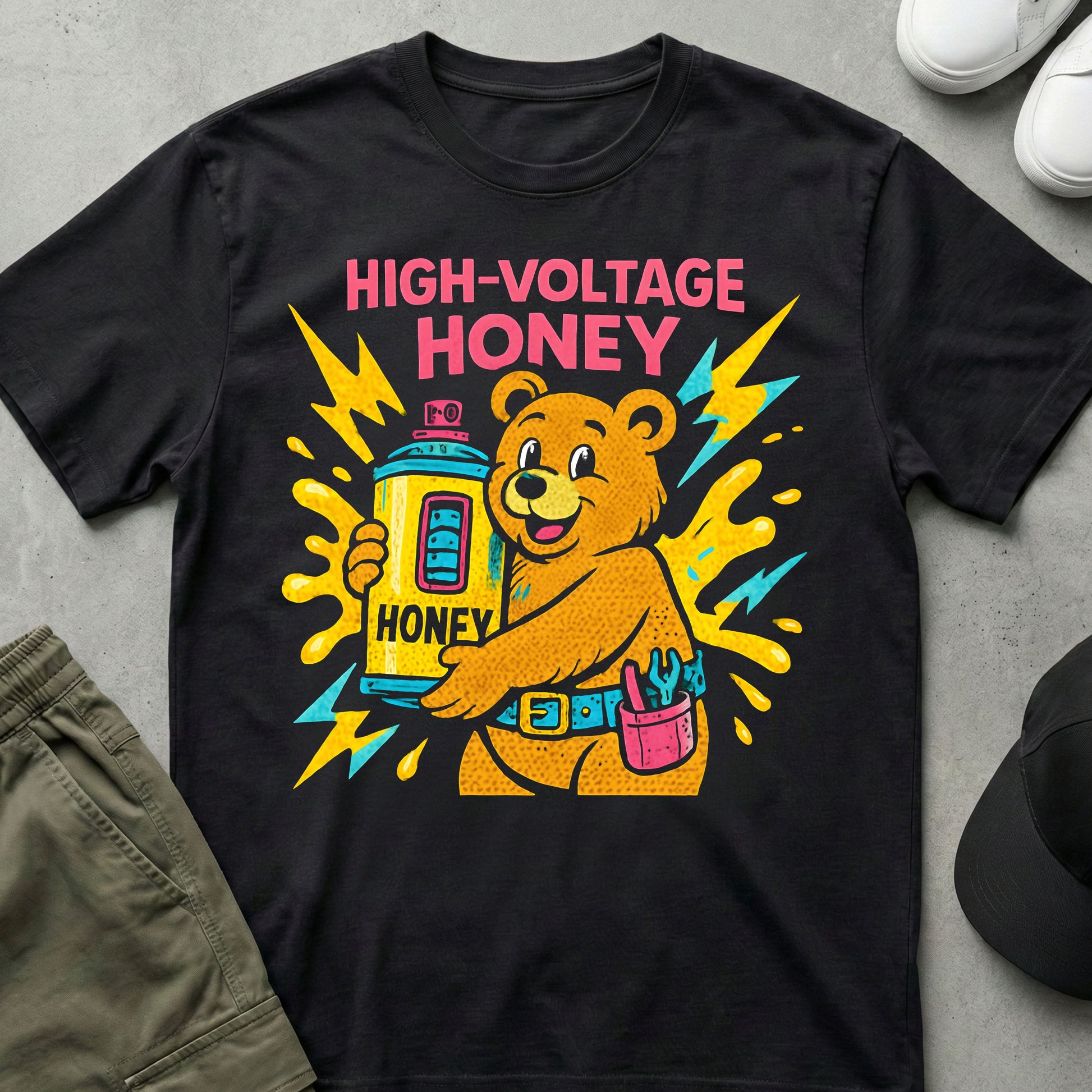 Cool Teds Teddy-Bear Honey Bear T-Shirt Black / S