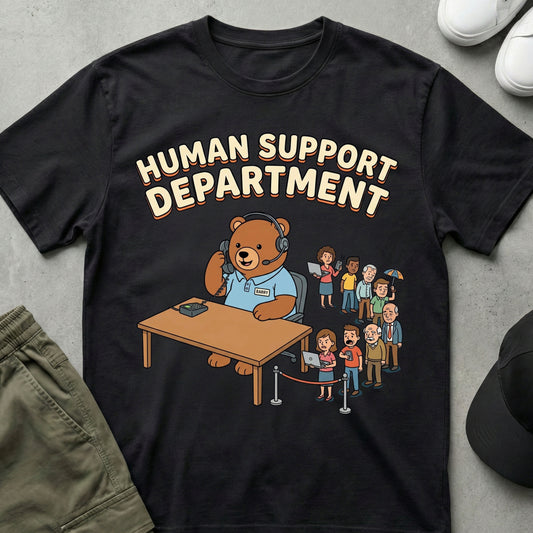 Cool Teds Teddy-Bear I Support Humans T-Shirt Black / S