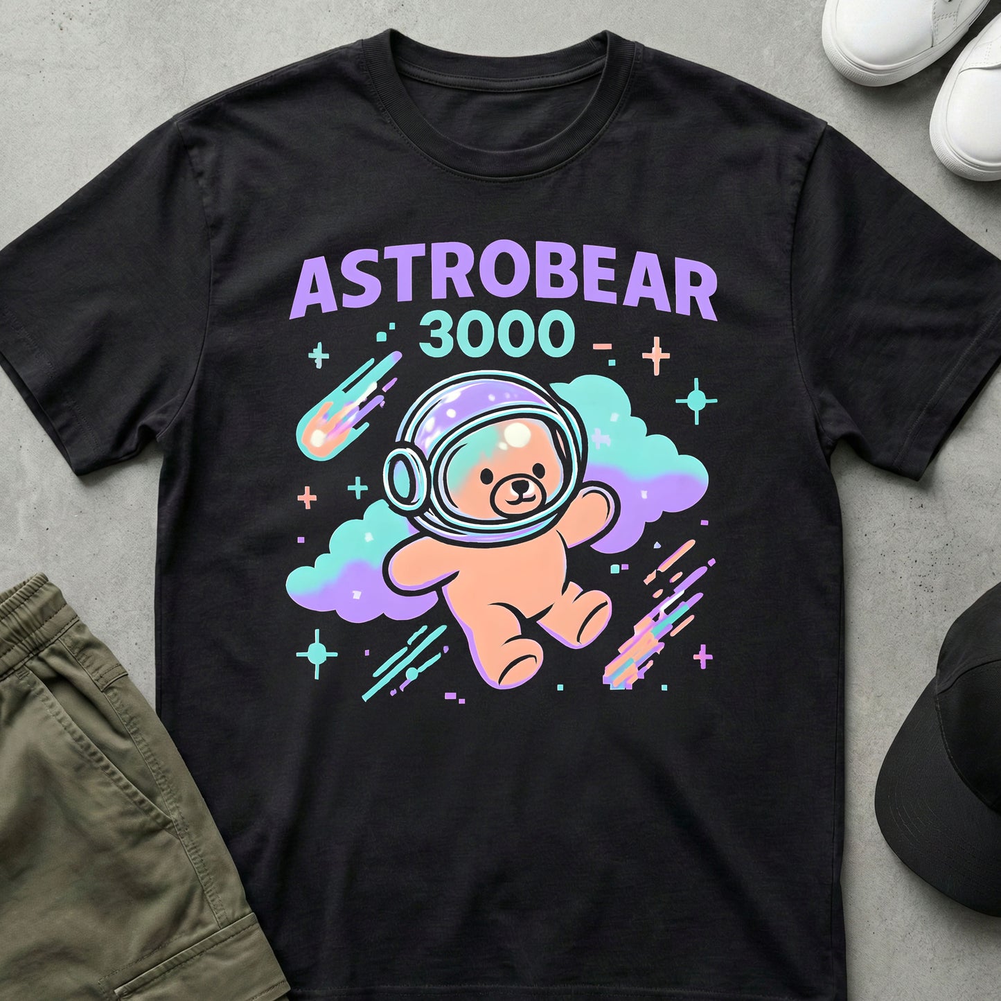 Printify Teddy-Bear Astrobear T-Shirt Black / S