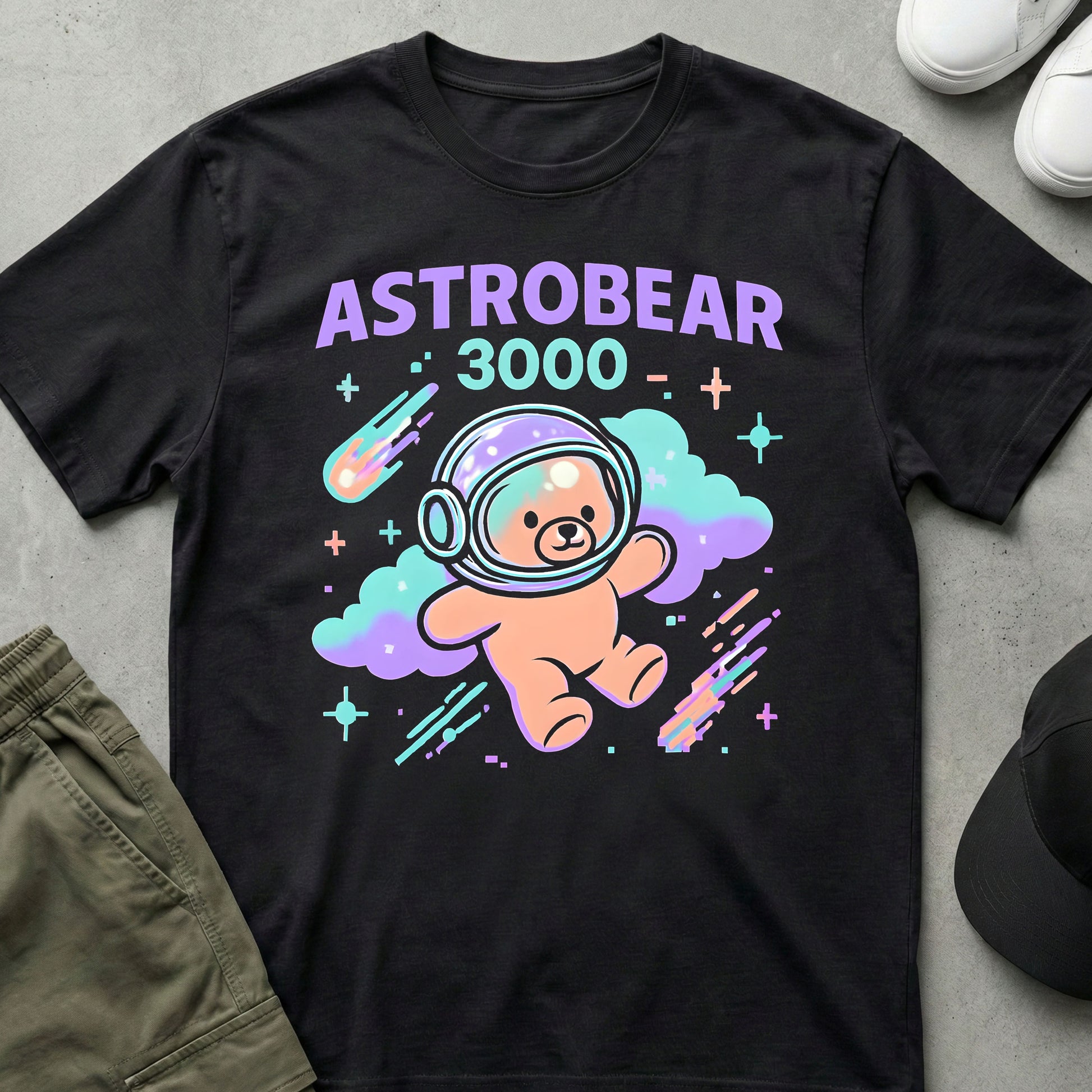 Printify Teddy-Bear Astrobear T-Shirt Black / S