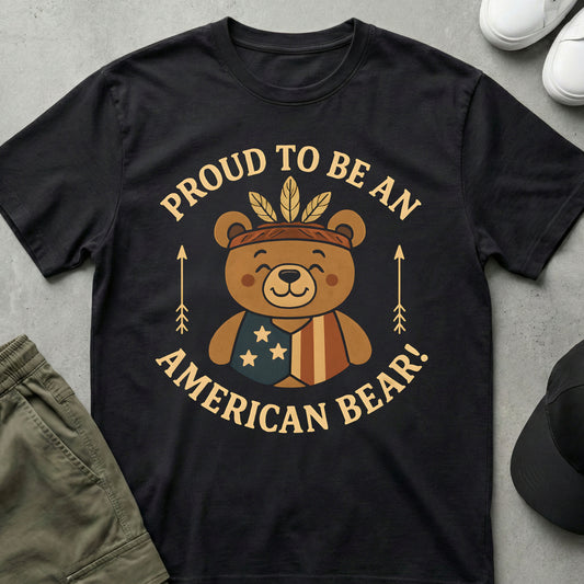 Printify Teddy-Bear American Patriot T-Shirt Black / S